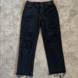 PacSun Black Distressed High Rise Straight Leg Jeans Size 26